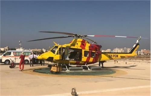 بیمار تصادفی با بالگرد از خارگ به بوشهر اعزام شد