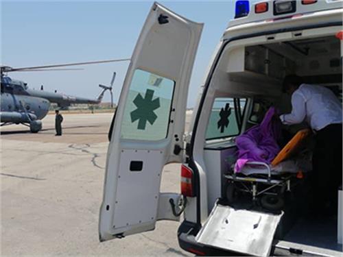 اعزام بیمار خارگی با بالگرد اورژانس هوایی به بوشهر
